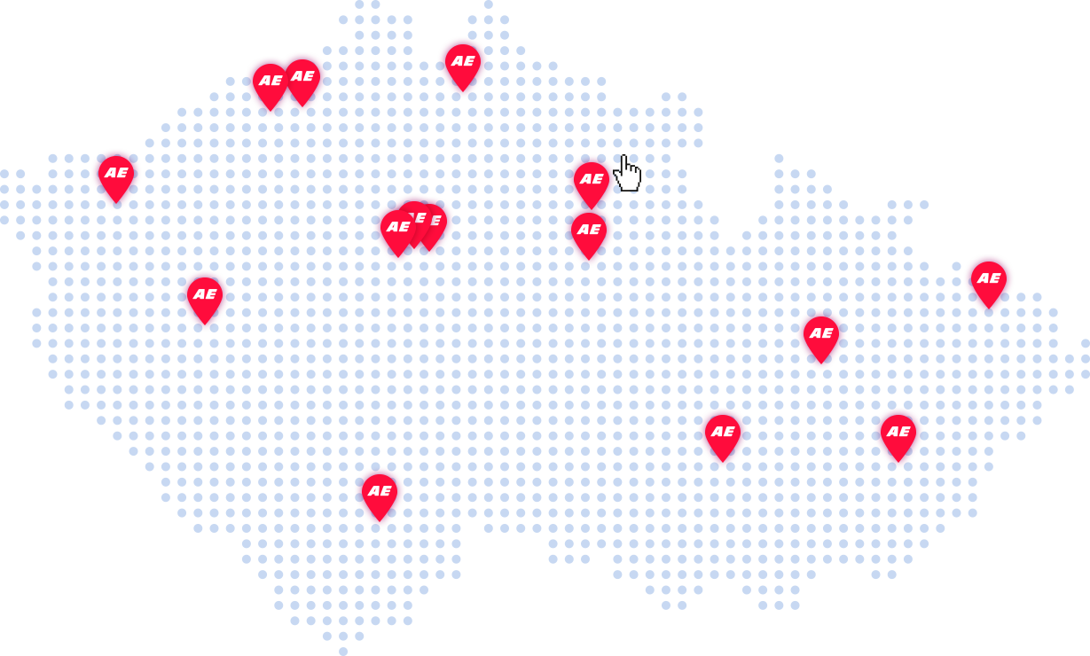 Mapa poboček Auto ESA